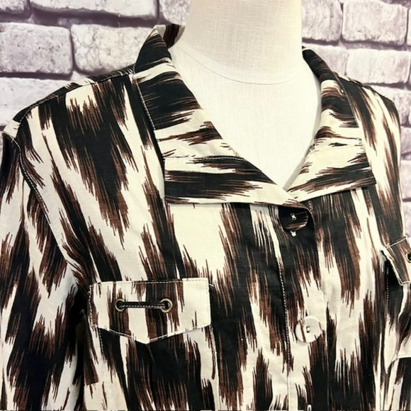 Chico's Button Down 3/4 Sleeve Linen Blouse Size XL - Picture 2 of 9